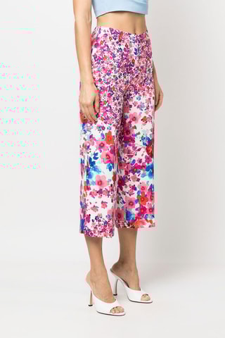 Pantacourt taille haute - Blanc et rose