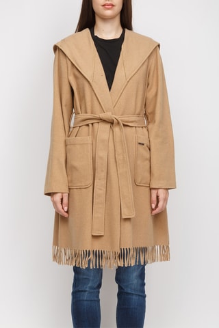 Manteau à capuche en laine - Beige