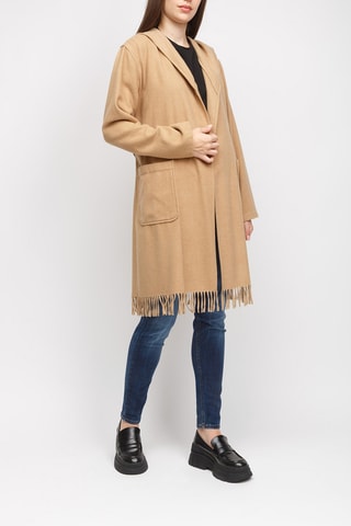 Manteau à capuche en laine - Beige