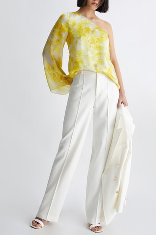 Top asymétrique - Jaune et blanc