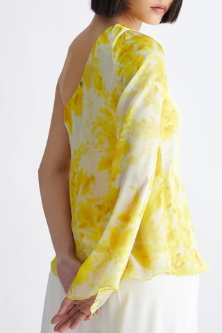 Top asymétrique - Jaune et blanc