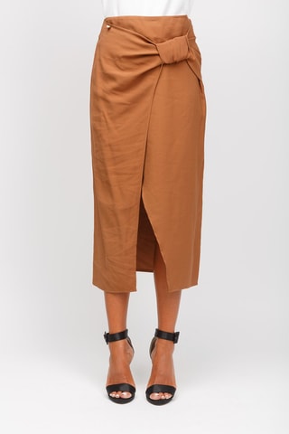 Jupe midi taille haute - Marron