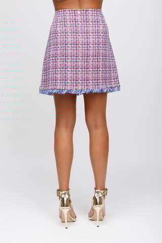 Jupe portefeuille en tweed - Rose et bleu clair