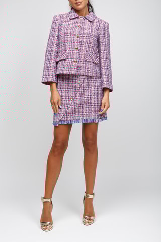 Jupe portefeuille en tweed - Rose et bleu clair