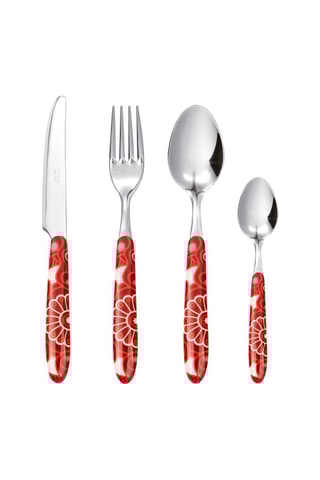 Faqueiro em aço inoxidável Mandala Red - 24 peças