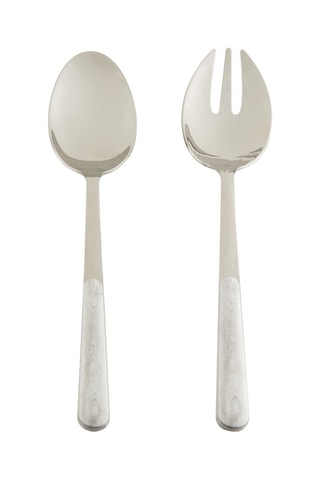 2 talheres de salada em aço inoxidável Wood