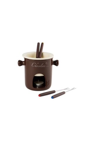 Coffret fondue de chocolate em cerâmica - 8 peças  Castanho 