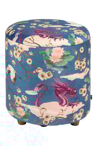 Pufe com arrumação - Azul-elétrico - Toque veludo