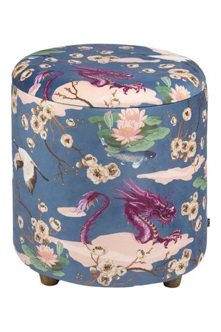 Pufe com arrumação - Azul-elétrico - Toque veludo