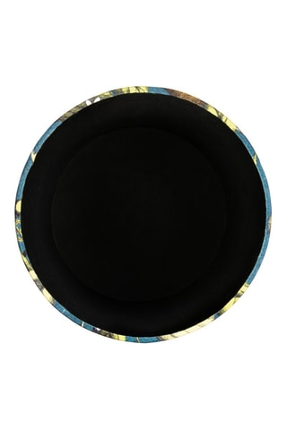 Pufe com arrumação - Azul-petróleo - Toque veludo