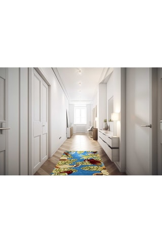 Tapete de passagem - Azul-cobalto e verde - 55 x 110 cm