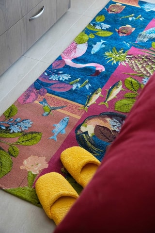 Tapete Azul-cobalto e bege - 55 x 180 cm