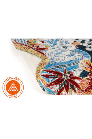 Tapete de passagem - Azul-cobalto e bordô - 55 x 180 cm