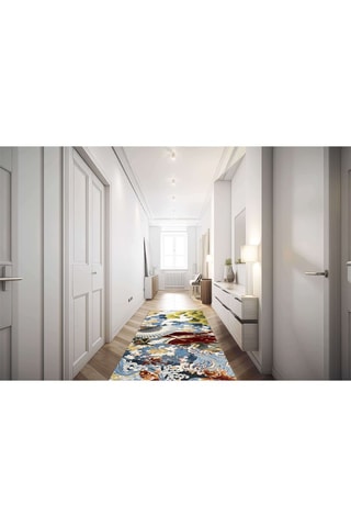 Tapete de passagem - Azul-cobalto e bordô - 55 x 180 cm