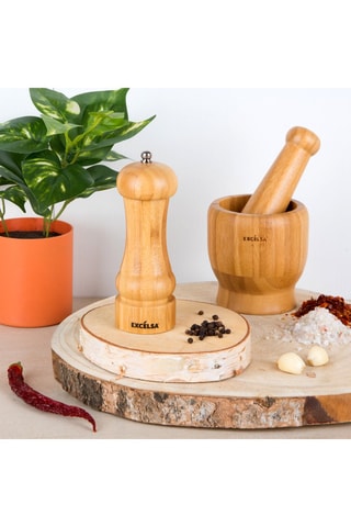 Moinho de sal ou pimenta de bambu - 15 cm