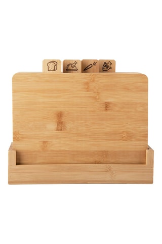 4 tábuas de cortar com suporte de bambu Eco Living - 28 x 25 x 1,2 cm