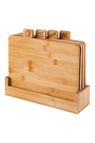 4 tábuas de cortar com suporte de bambu Eco Living - 28 x 25 x 1,2 cm