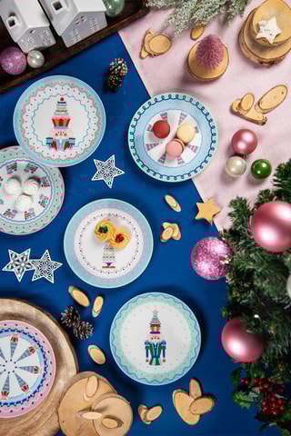 6 pratos para sobremesa em porcelana Xmas Sweet - 20,5 cm