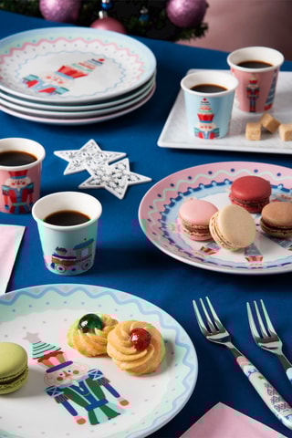 6 pratos para sobremesa em porcelana Xmas Sweet - 20,5 cm