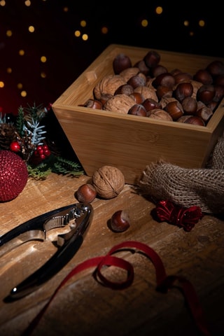 Conjunto tigela em bambu e quebra-nozes