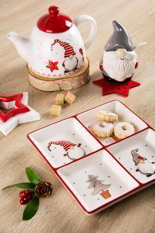 Pratos com 4 compartimentos em cerâmica - 9.5 x 9,5 cm