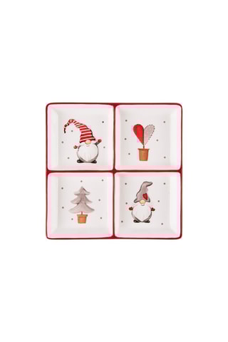 Pratos com 4 compartimentos em cerâmica - 9.5 x 9,5 cm