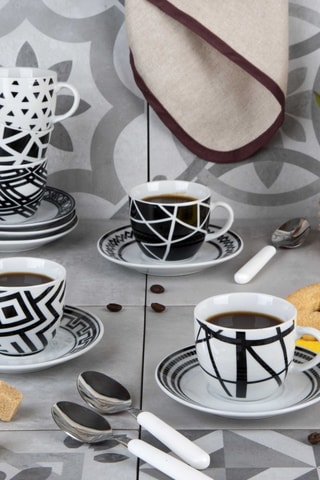 6 chávenas de café de porcelana Emily 9 cl