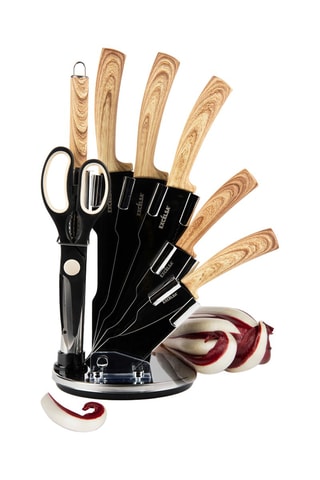 Bloco de 8 peças em aço inoxidável Black Wood