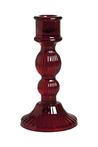 Castiçal em vidro prensado 15 cm - Vermelho 