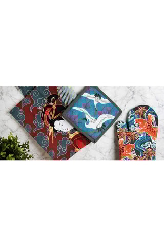 Pano Kimono Antracite e vermelho