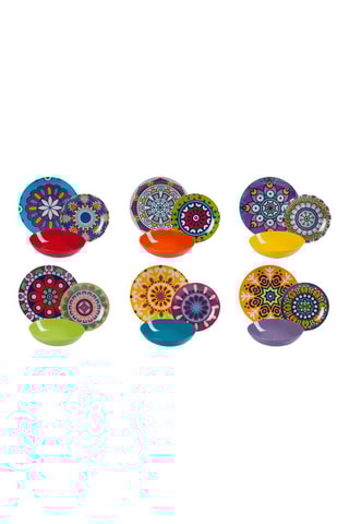 Serviço Mandala etno em porcelana - 18 peças