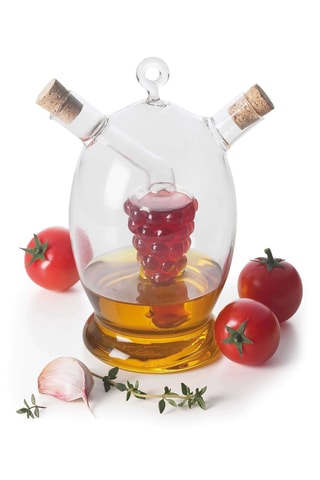 Galheteiro para azeite e vinagre em vidro borossilicato soprado manualmente 500 ml e 60 ml