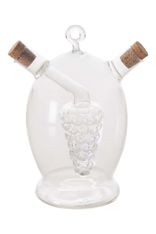 Galheteiro para azeite e vinagre em vidro borossilicato soprado manualmente 500 ml e 60 ml