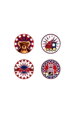 4 bases para copo Vintage toys 10,5 cm