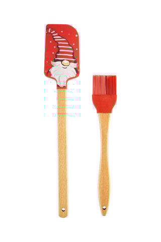 Espátula e pincel em silicone e madeira de faia Gnomo