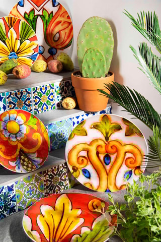 Serviço em porcelana e arenito Caltagirone - 18 peças