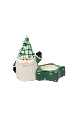 Castiçal em cerâmica Green Winter - 13,5 x 8,5 x 11 cm