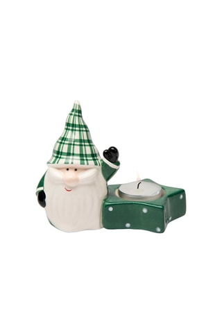 Castiçal em cerâmica Green Winter - 13,5 x 8,5 x 11 cm