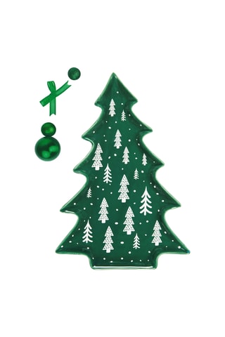 Travessa em cerâmica Green Winter - 25 x 16,8 x 2 cm