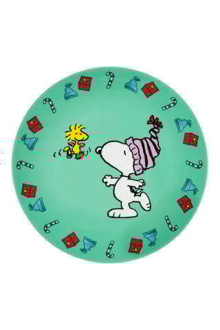 6 pratos de sobremesa em porcelana Snoopy e Woodstock Snoopy e os Peanuts - 20,5 x 20,5 x 2 cm