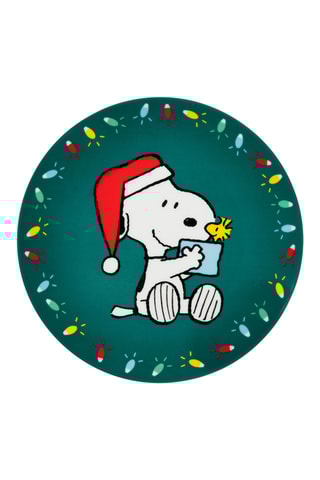 6 pratos de sobremesa em porcelana Snoopy e Woodstock Snoopy e os Peanuts - 20,5 x 20,5 x 2 cm