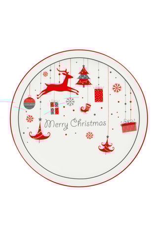 6 pratos rasos em porcelana Merry Christmas - 30,5 cm