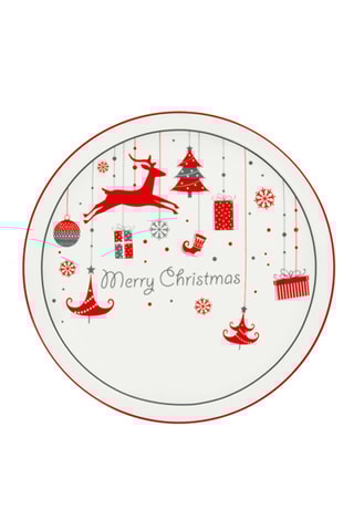 6 pratos rasos em porcelana Merry Christmas - 30,5 cm