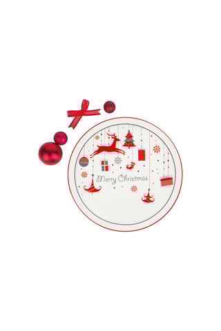 6 pratos rasos em porcelana Merry Christmas - 30,5 cm