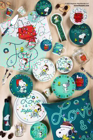 6 pratos de pizza em porcelana Snoopy e Woodstock Snoopy e os Peanuts - 30,5 cm