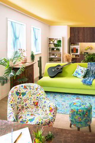 Pufe-baú Mexican - Turquesa - Toque veludo