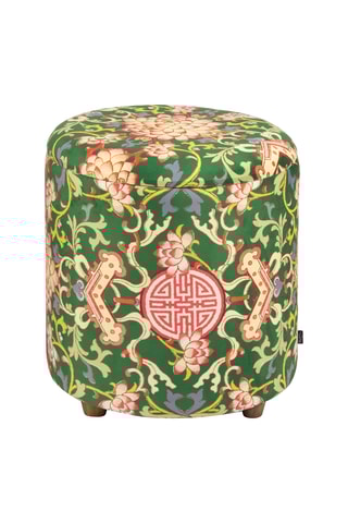 Pufe-baú La V.D. Seta - Verde-escuro e bege - Toque veludo