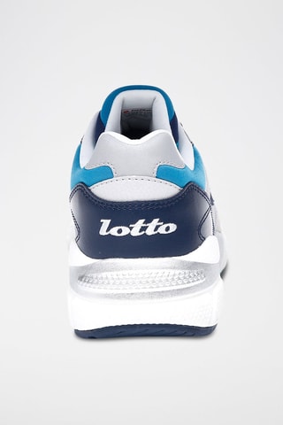 Sneakers en cuir et nubuck Gris clair et bleu marine