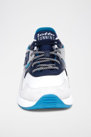 Sneakers en cuir et nubuck Gris clair et bleu marine