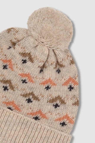 Bonnet à pompon en laine - Beige